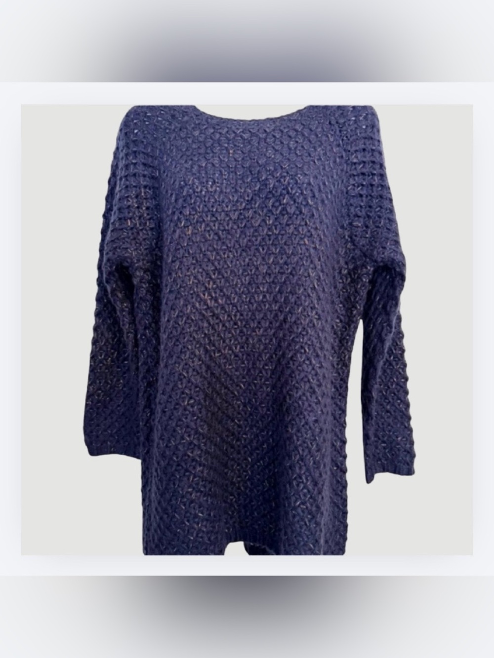 Soft Surroundings Thistle Open Knit Navy Sweater, Mohair, Size Medium